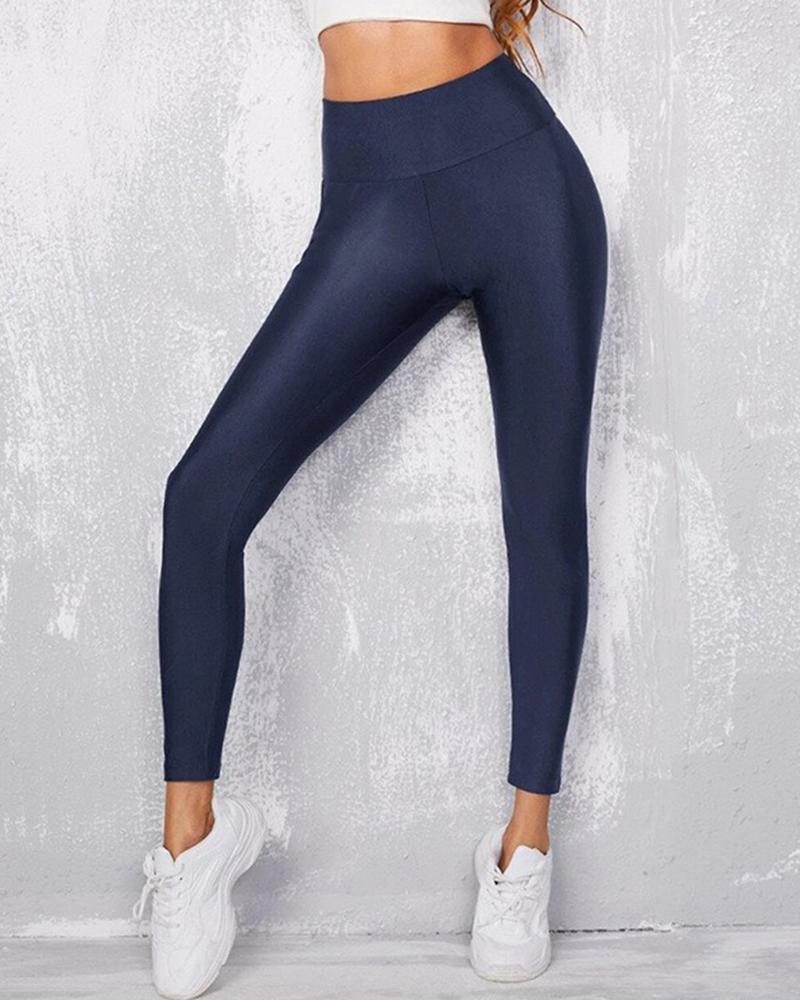 

High Waist Pencil Yoga Leggings, Purplish blue