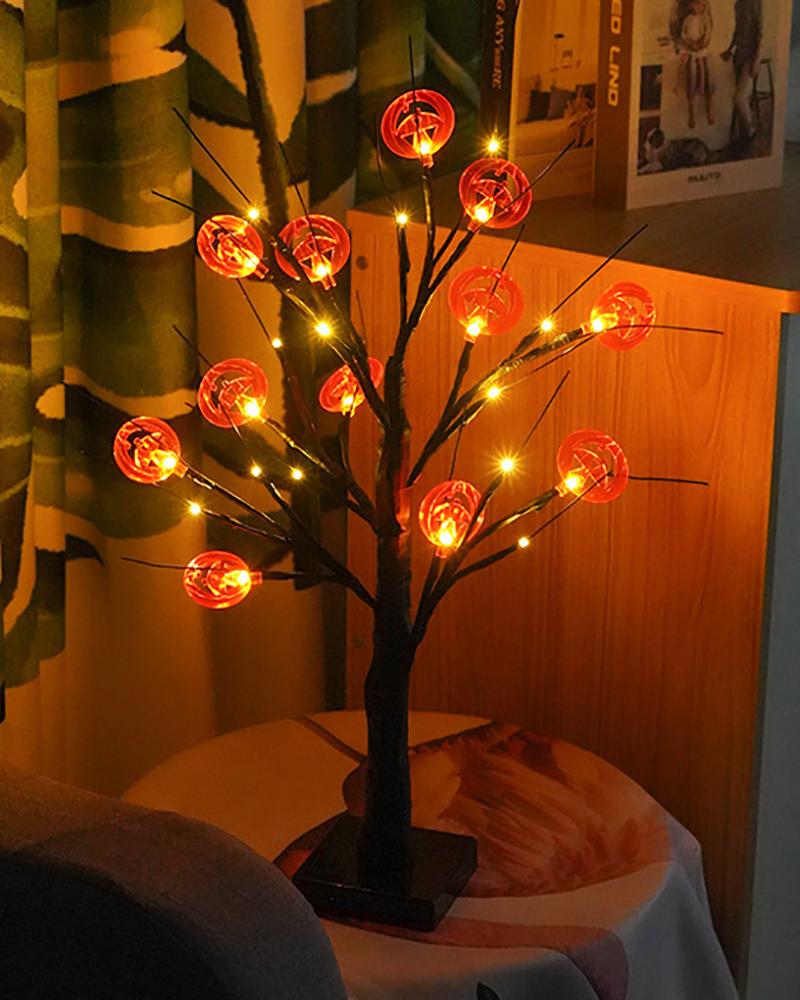 

Halloween Tree Light Decoration With Bat / Leaf / Pumpkin Light Decor Battery Powered Horror Tree for Indoor Home Halloween Decoration, Style4