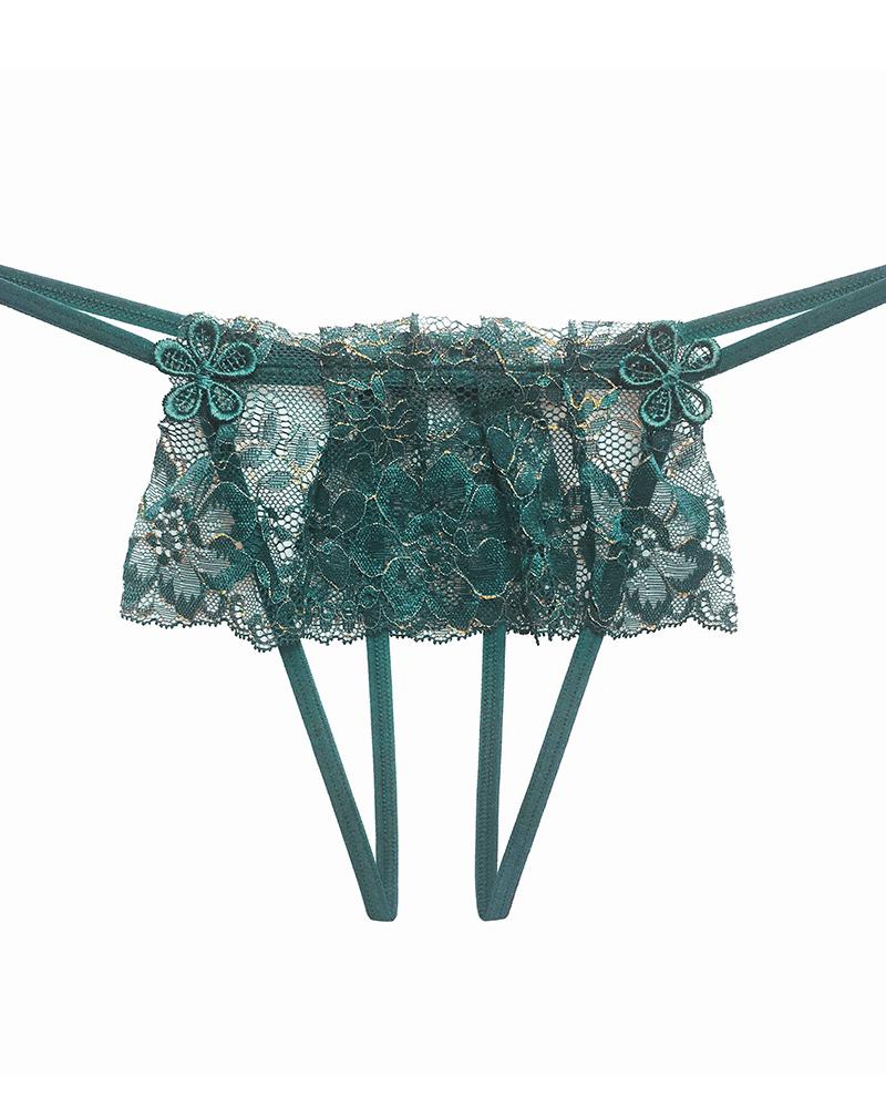 

Sexy Lace Skinny Waist Thong Panties, Green