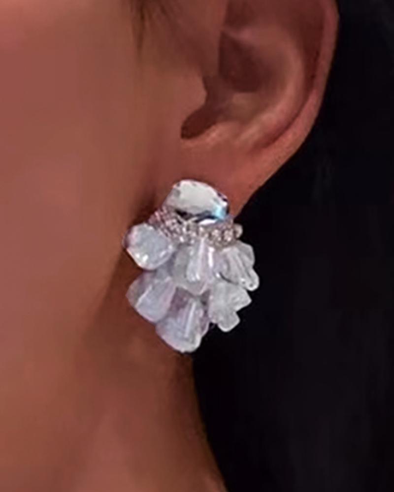 

1Pair Rhinestone Studded Charm Earrings, Style1
