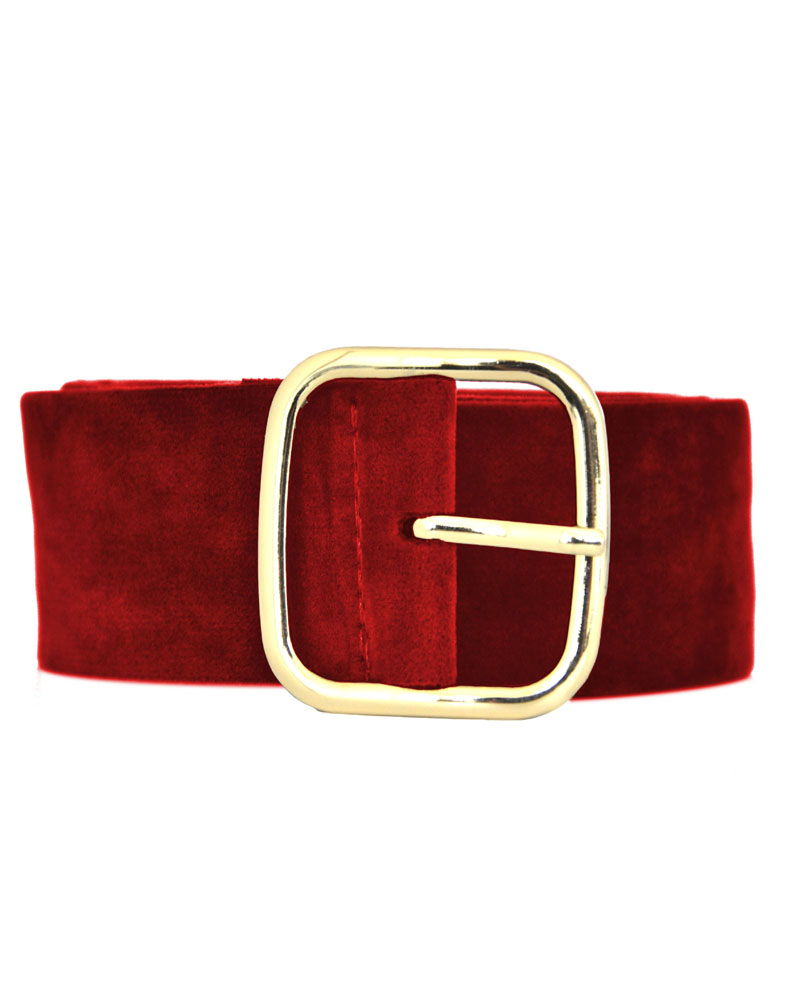 

1pc Metal Buckle Suede Belt, Wine red