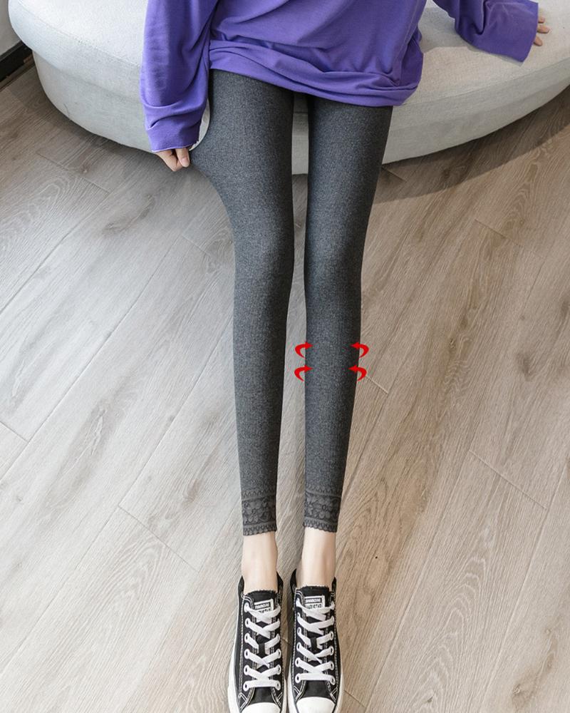 

Contrast Lace High Waist Skinny Leggings, Dark grey