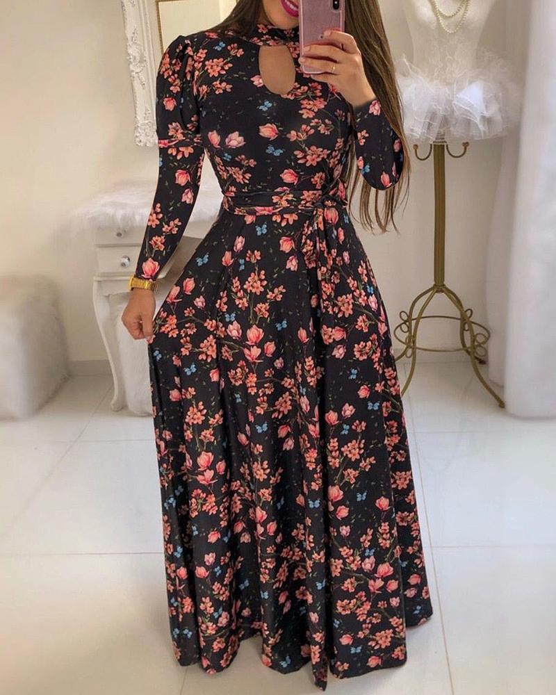 

Long Sleeve Cutout Maxi Dress, Black