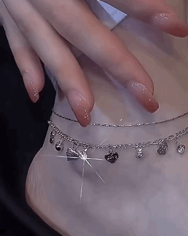 

Double Layered Rhinestone Heart Pendant Anklet, Gold