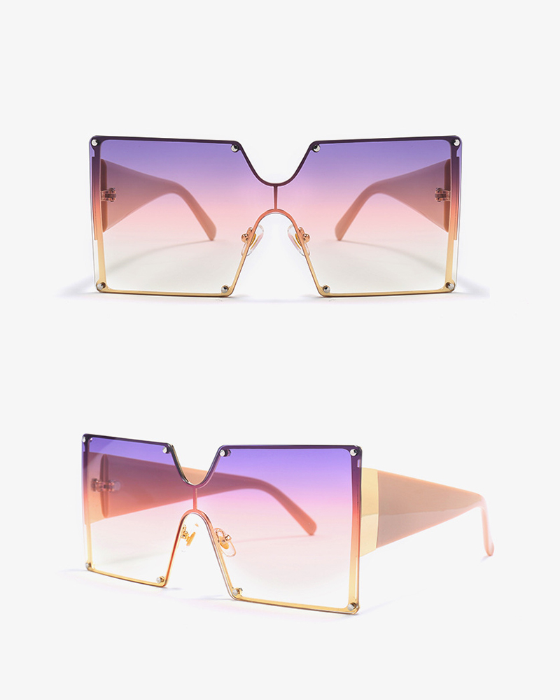 

Square Flexible Metal Frame Sunglasses, Pink
