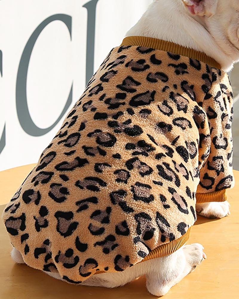 

Cheetah Print Fluffy Pet Sweatshirt, Brown