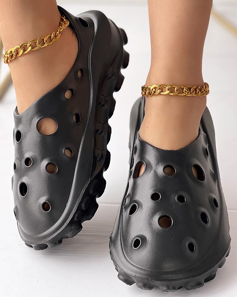 

Hollow Out Soft Clog Slippers, Black