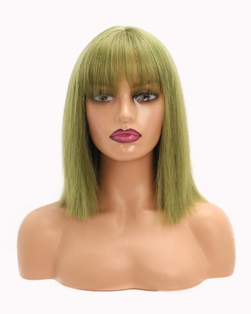 

12Inch Short Straight Hair Wig Natural Looking Synthetic Bob Wigs With Bangs, Style6