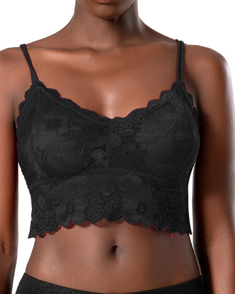 

Dual Strap Push Up Lace Bralette, Black