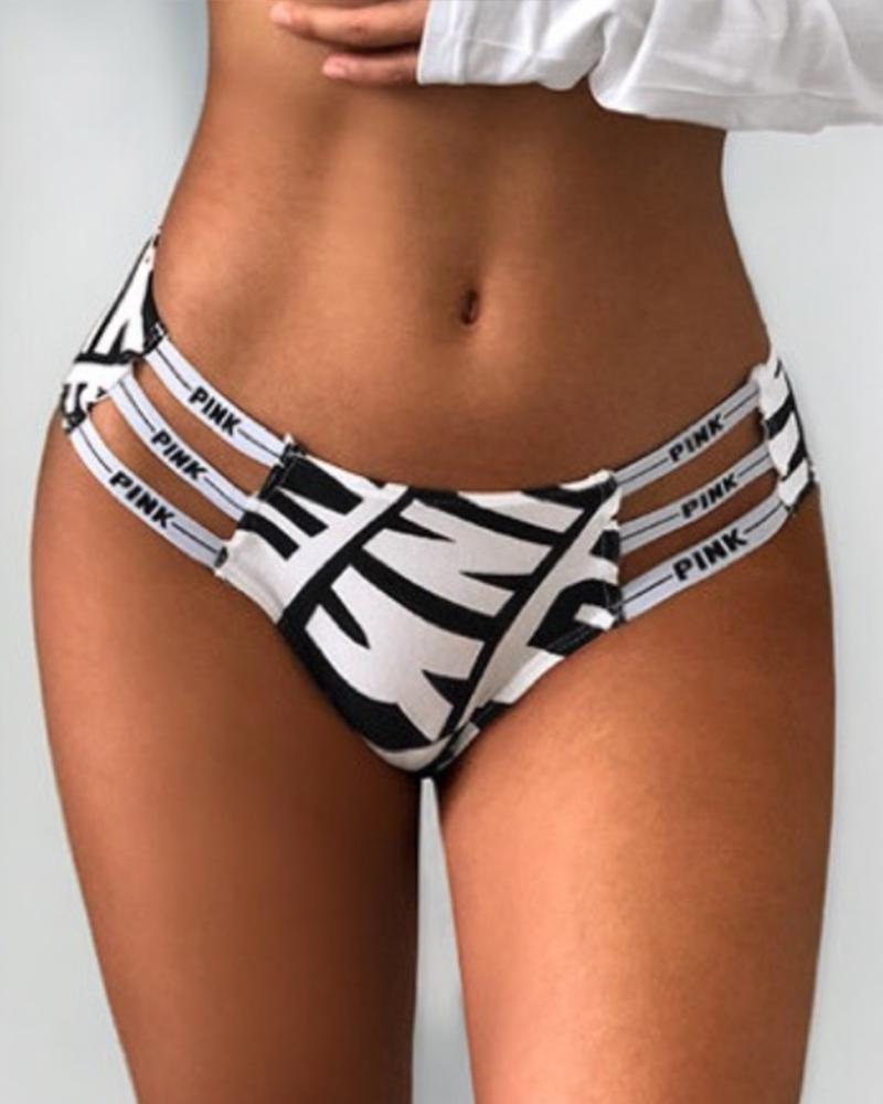 

Letter Print Low Waist Skinny Panties, White