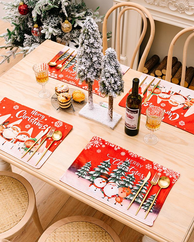 

Christmas Graphic Letter Print Dining Table Placemat, Style1