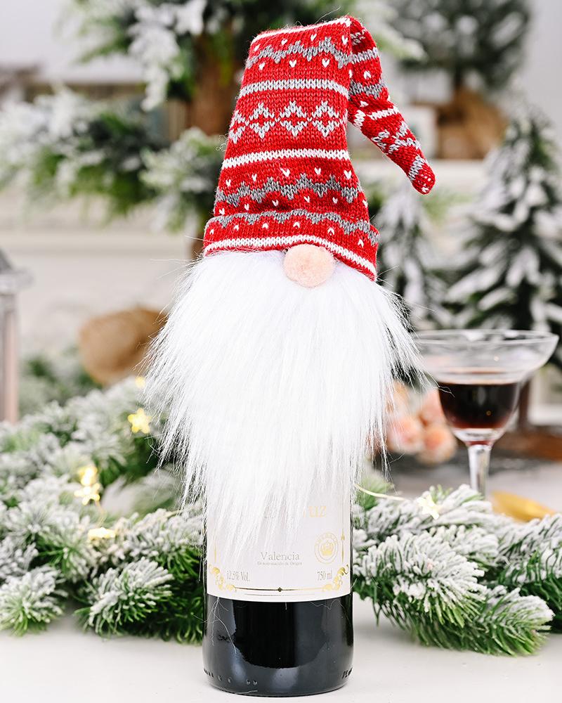 

1pc Christmas Gnome Wine Bottle Cover Champagne Wine Bottle Cap Topper Holiday Christmas Decoration Party Ornament, Style2