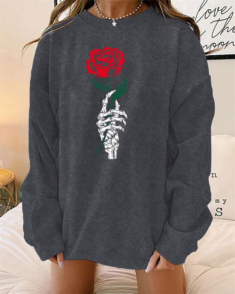 

Plus Size Halloween Graphic Print Long Sleeve Top, Gray