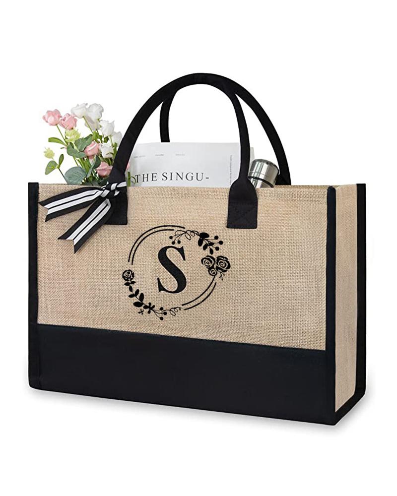 

Personalized Gift Letter Pattern Large Capacity Canvas Tote Bag, Style1