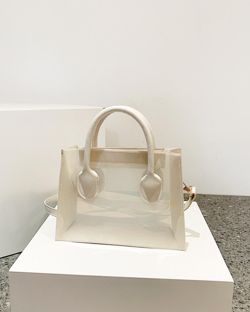 

Clear Shoulder Bag With Handle, White