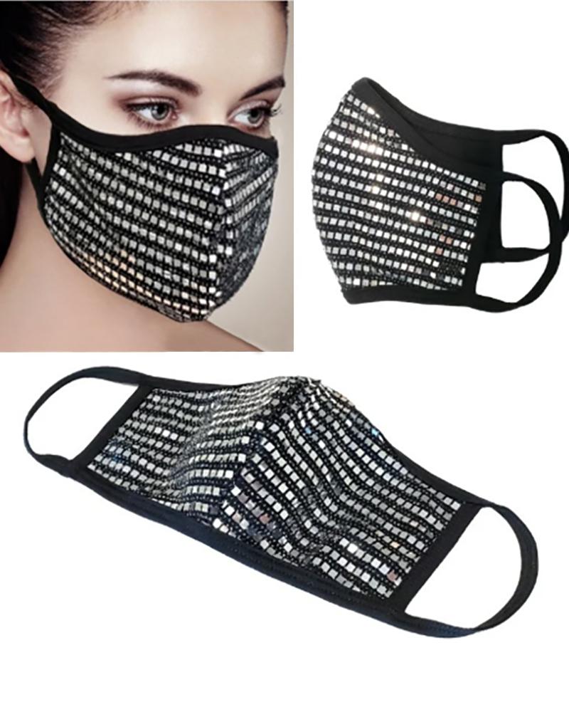 

Sequins Breathable Mouth Mask Reusable, Silver