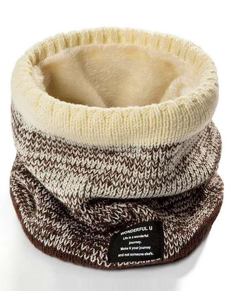 

Women's Neck Warmer Fleece Lined Knitted Gaiter Double-layer Thick Winter Warm Windproof Circle Scarf, Nude