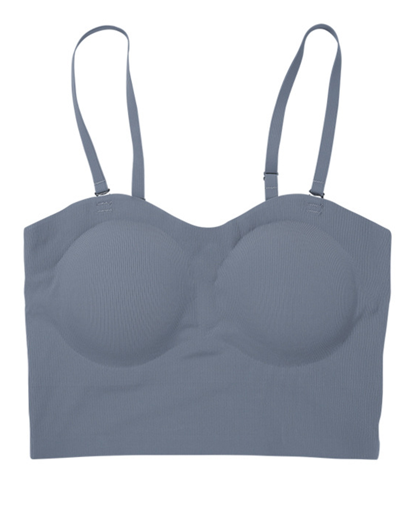 

Removeable Padded Seamless Wireless Lifting Bra Top, Blue