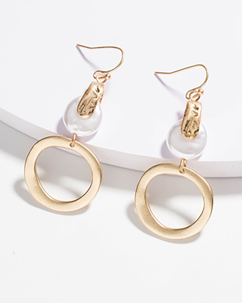 

1Pair Beaded O-Ring Drop Earrings, Style1