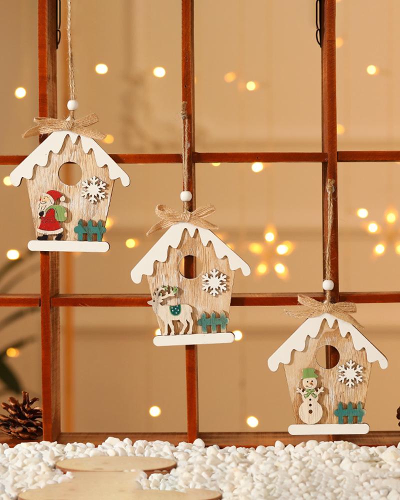 

Santa Claus Christmas Wooden Painted Merry Christmas Decor For Home Xmas Tree Ornaments Gifts, Style1