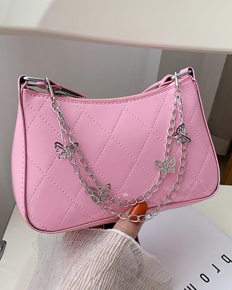 

Quilted Chain Strap Shoulder Bag, Pink