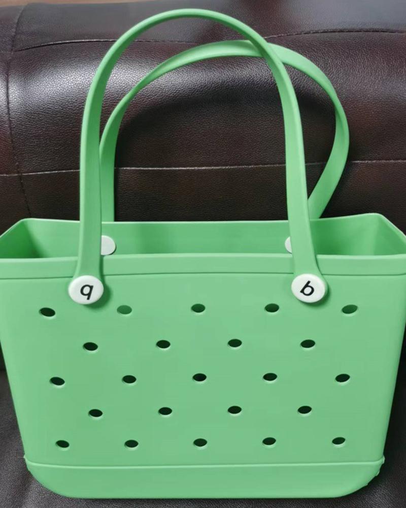 

Hollow Out Large Capacity Beach Handbag, Green