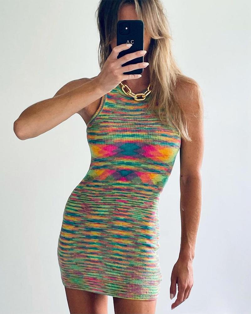 

Tie Dye Strap Skinny Bodycon Dress, Yellow