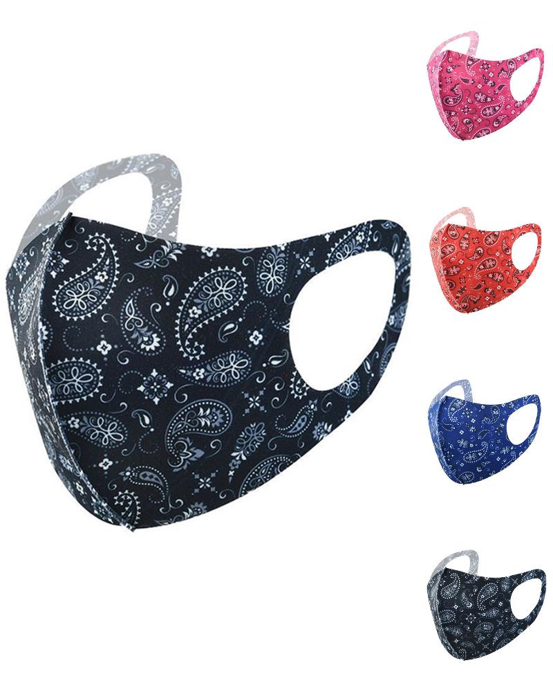 

Ice Silk Paisley Print Breathable Mouth Mask, Black