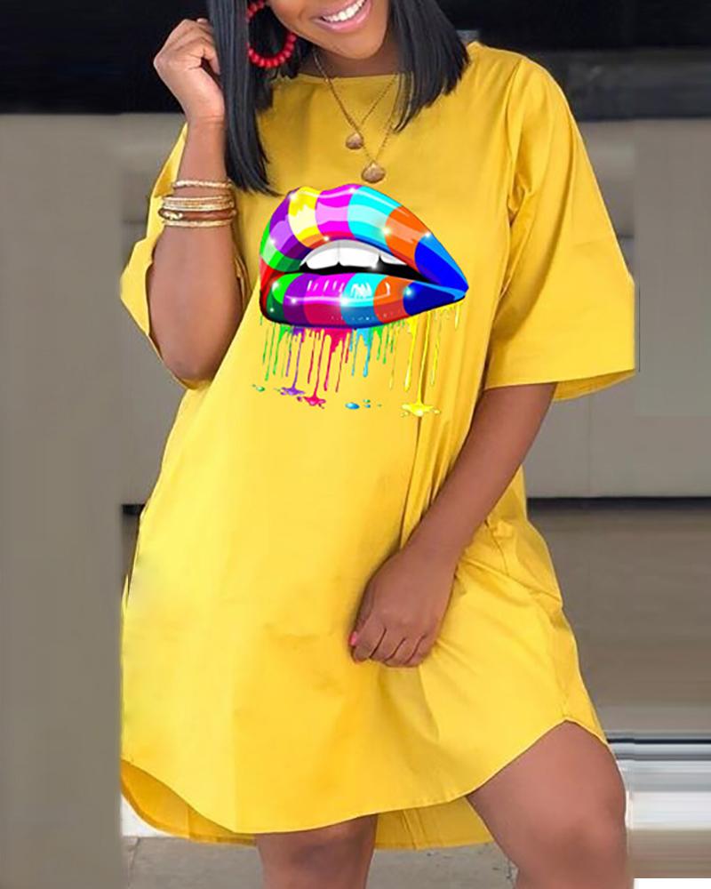 

Short Sleeve Casual Dress, Yellow