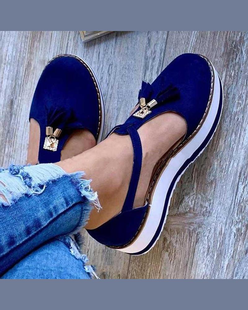 

Cut Out Embellished Platform Sandals, Blue
