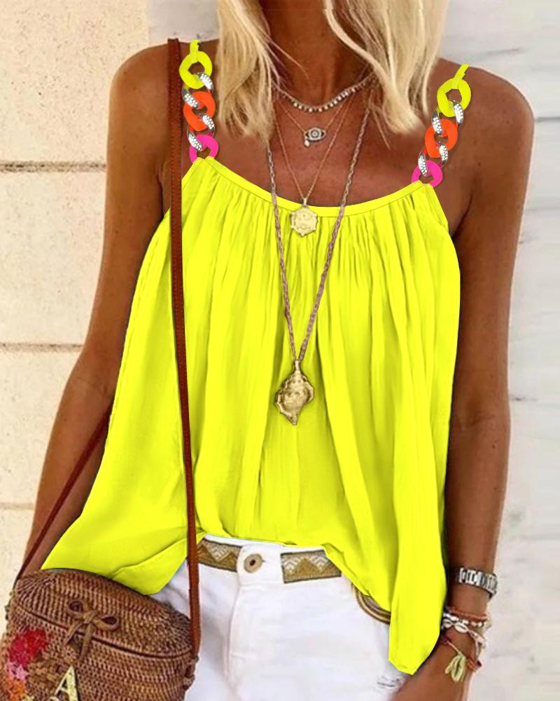 

Chain Decor Flowy Cami Top, Neon