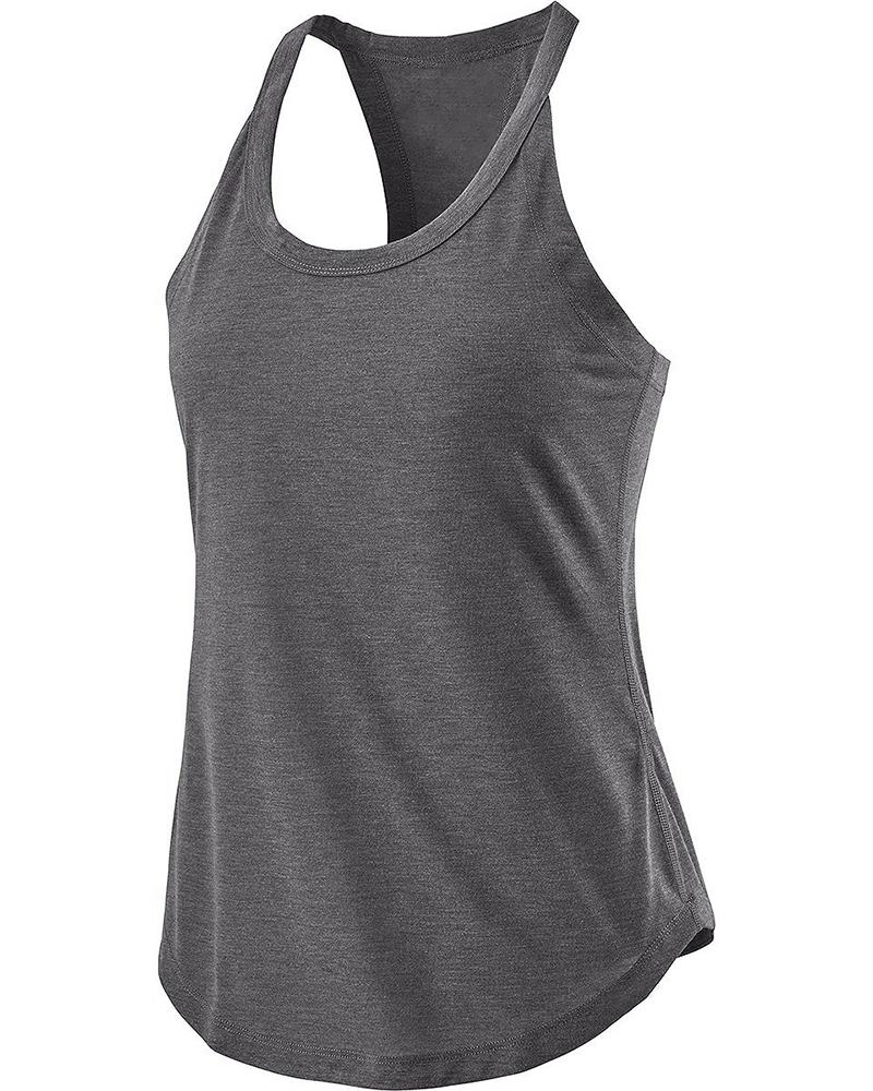 

T Back Sleeveless U-Neck Sporty Yoga Top, Gray