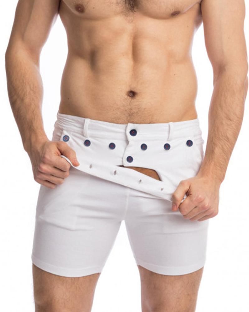 

Solid Color Skinny Short Pants, White
