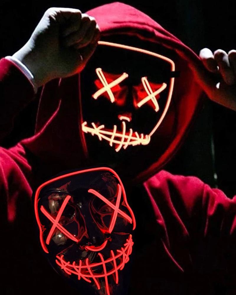 

Scary Halloween Mask LED Light up Mask Cosplay Glowing in The Dark Mask Costume Halloween Face Masks, Red