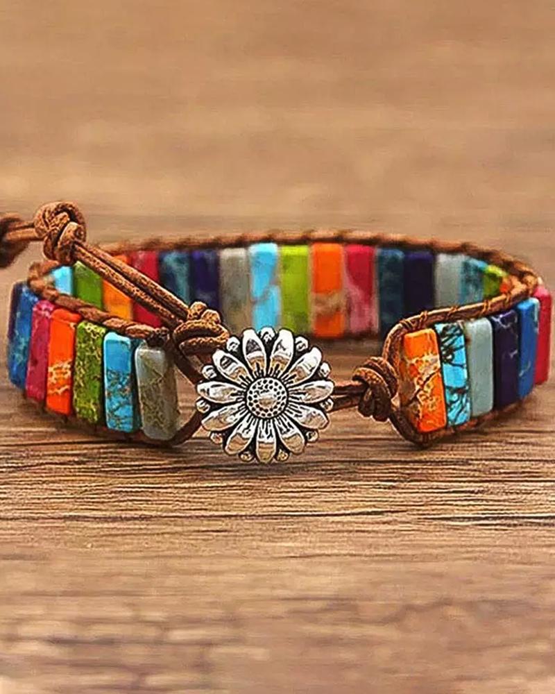 

Daisy Pattern Clan Bohemian Bracelet, Silver