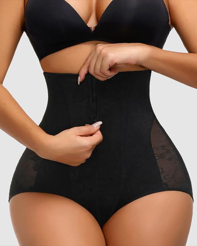 Zip Front Lace Tummy Control Body Shapewear Butt Lifter Slip Shorts