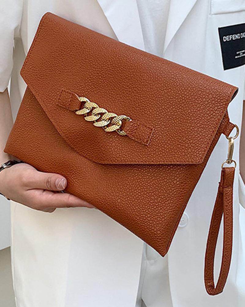 

Chian Decor Envelop Clutch Bag, Brown