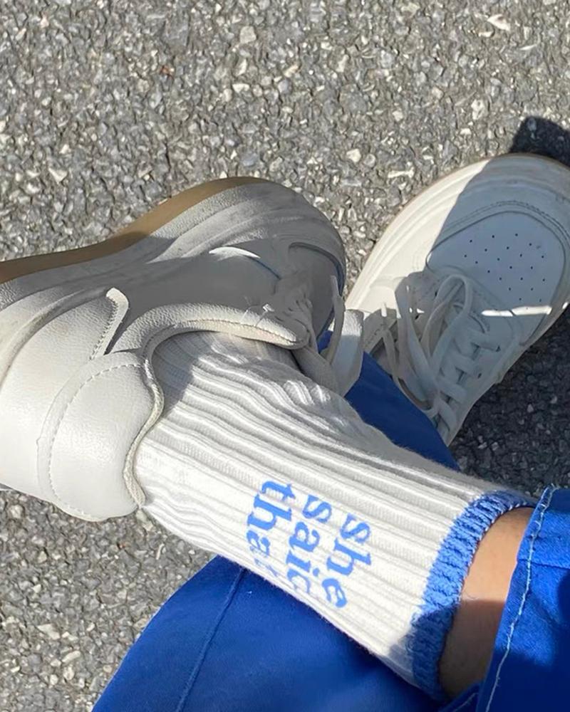 

She Said That Knit Crew Socks, Blue