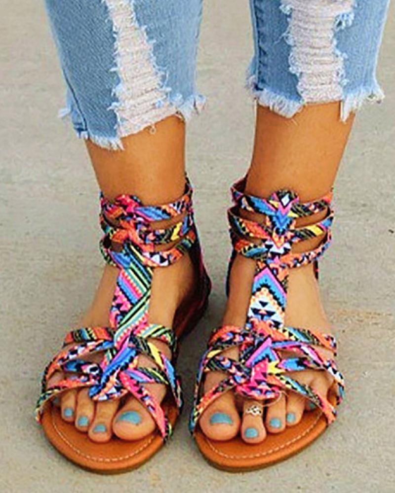 

Suede Multi-Strap Crisscross Flat Sandals, Purple