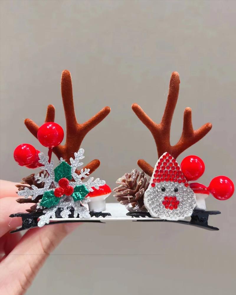 

1Pair Christmas Hair Clips Antlers Hairpins Hair Accessories Christmas Ornament Party Headpiece, Style4