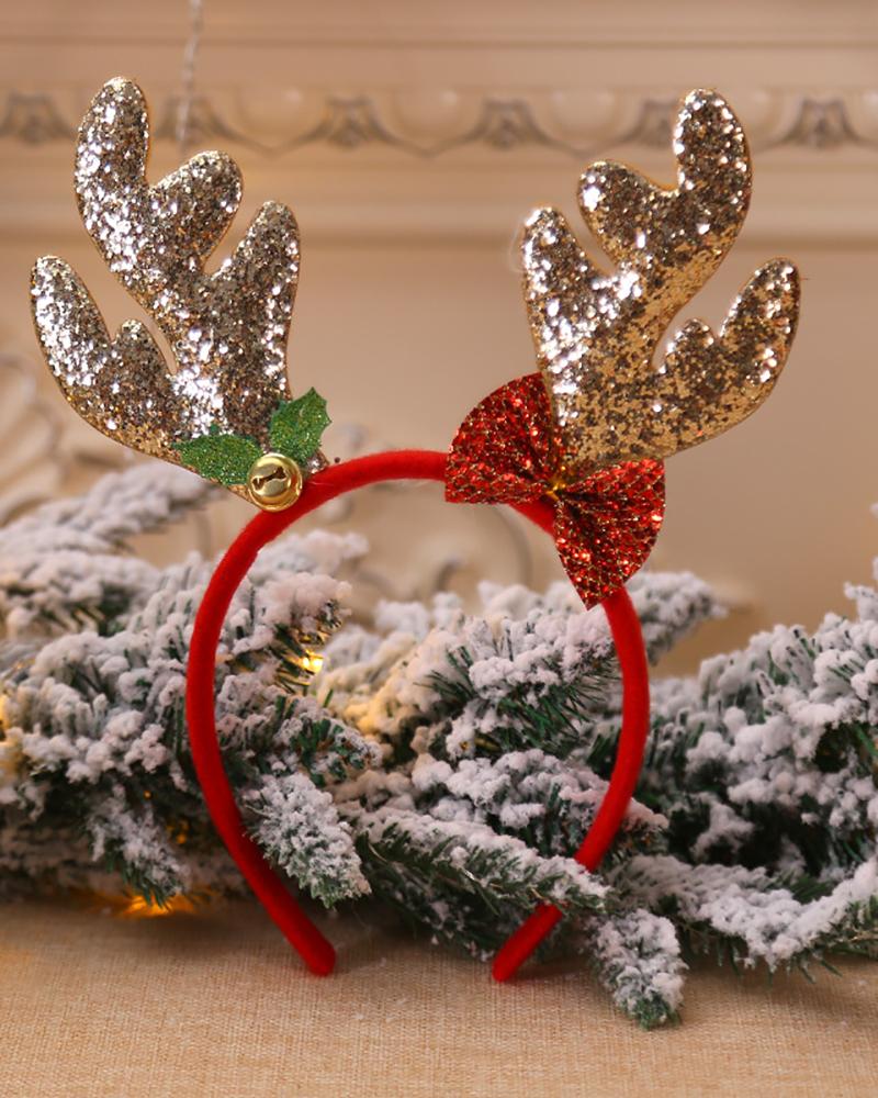 

Cute Christmas Headbands Fancy Reindeer Antlers Santa Xmas Party For Kids Adults, Gold