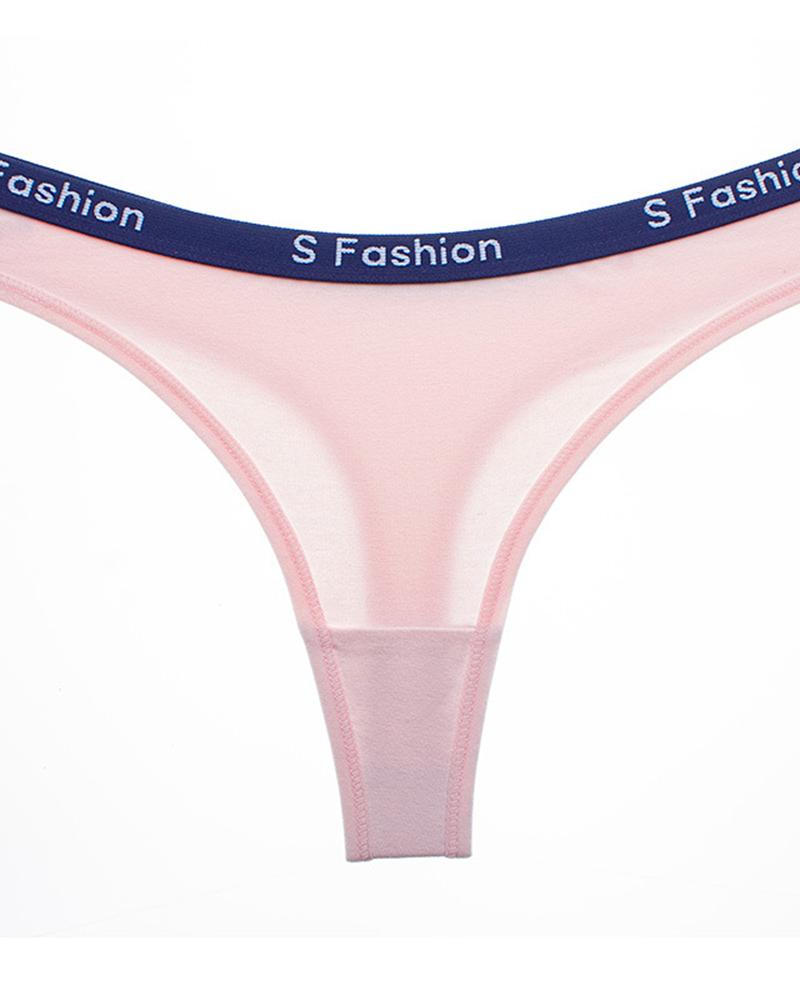 

Letter Bandage Patchwork Skinny Low Waist Panties, Pink