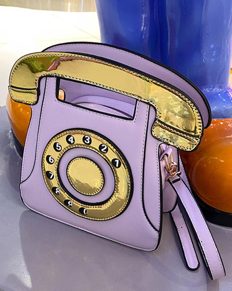 

Fashionable Funny Telephone Shaped Satchel Bag, Purple