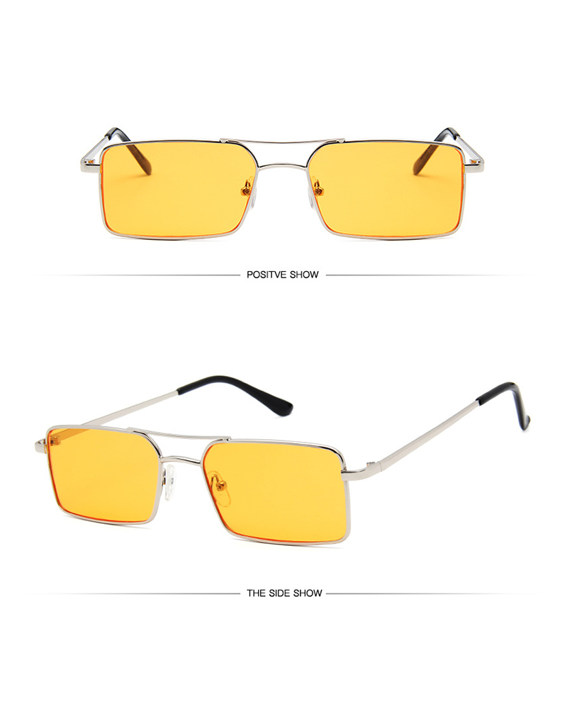 

1Pair Metal Frame Tinted Lens Sunglasses, Yellow