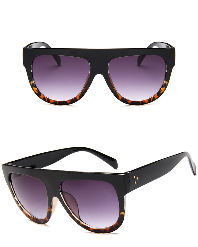 

1Pair Leopard Flat Top Gradient Color Sunglasses, Gray