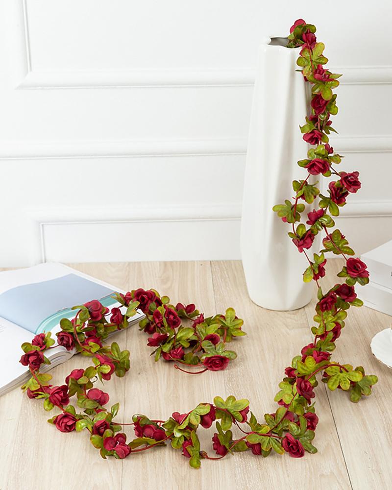 

Fake Rose Vine Flowers Plants Artificial Flower Hanging Rose Ivy Home Hotel Office Wedding Party Garden Craft Art Decor, Wine red