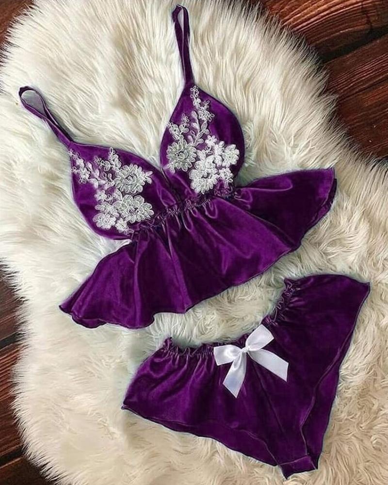 

Comfy Satin Tank Panties Pajamas Sets, Purple