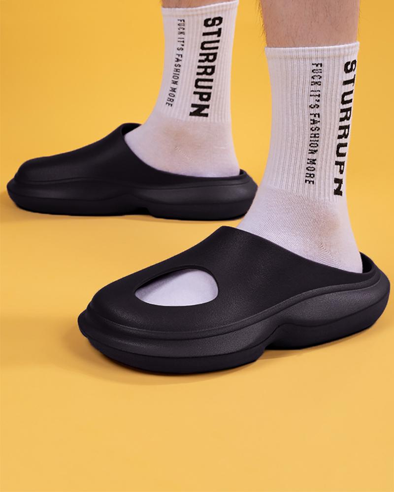 

Closed Toe Cutout Casual Clogs, Black