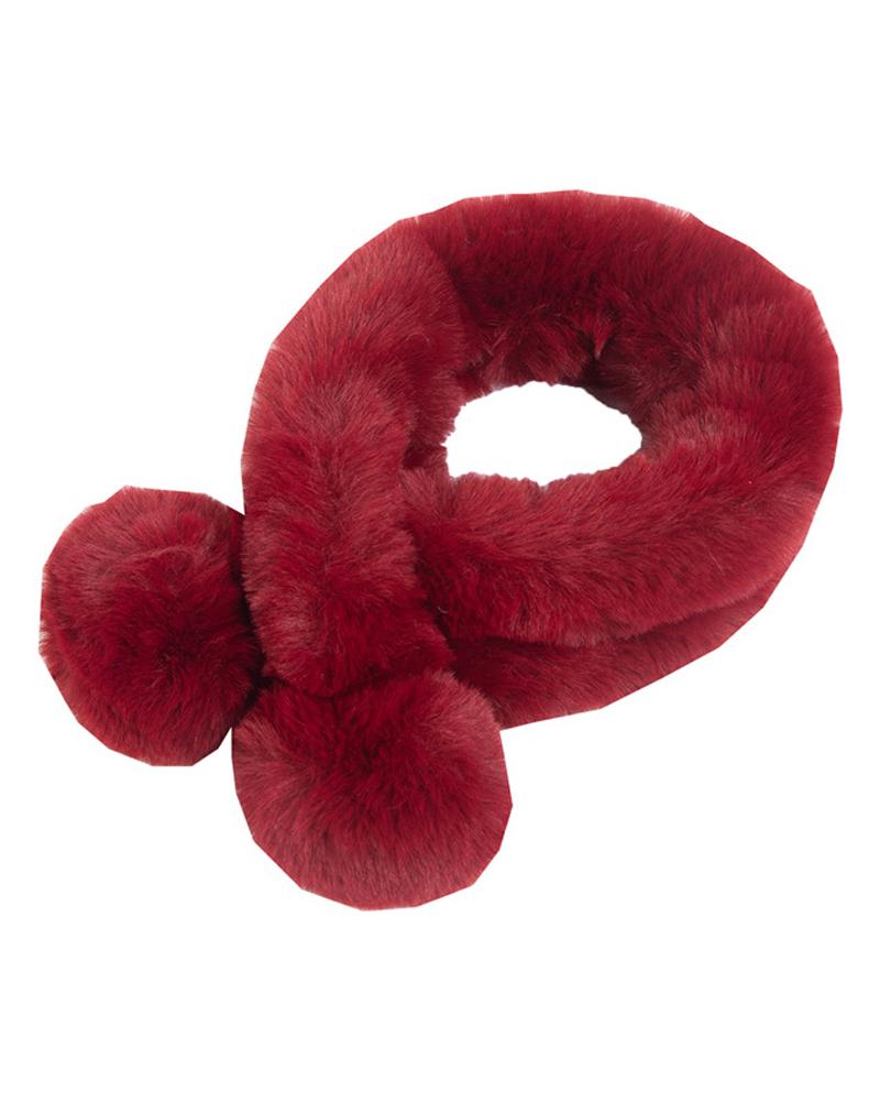 

1pc Warm Soft Fuzzy Wrap Around Loophole Scarf, Wine red