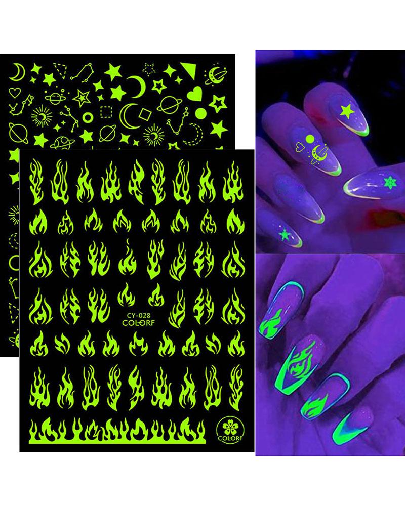 

1 Sheet Luminous Fire / Mixed Print Nail Art Sticker, Style1